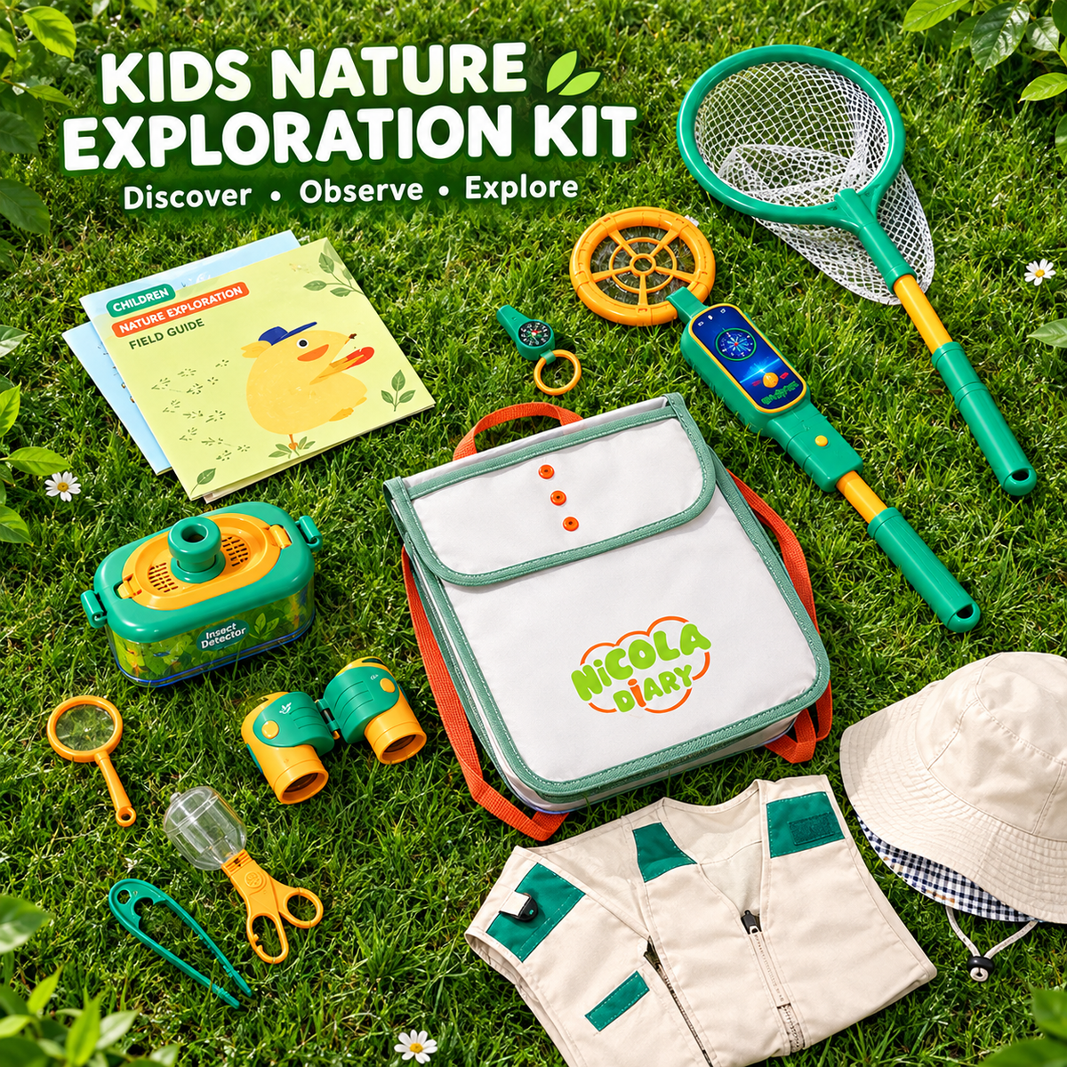 Kids Explorer Kit with Safari Vest & Hat for 7-12 Year Old Boys & Girls