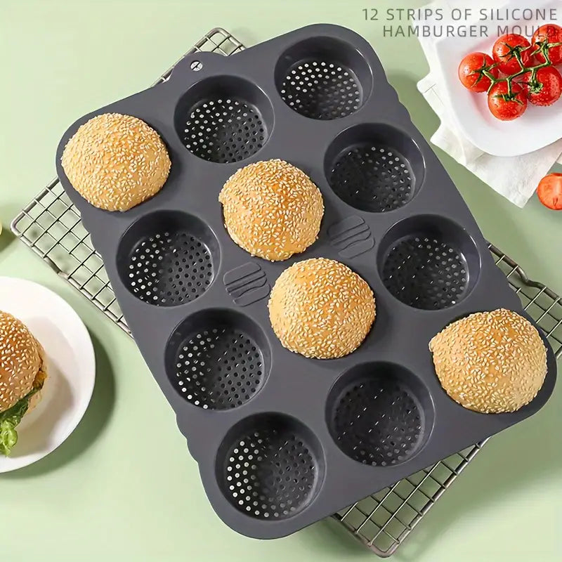 Hamburger bread mold 12-piece French bread mold household food-grade non-stick baguette bread tools