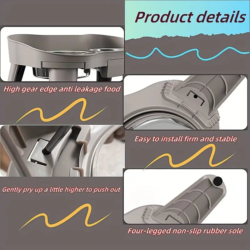 Elevated Pet Feeder with 2 Stainless Steel Bowls - Neck-Friendly, Detachable Design for Easy Cleaning - Ideal for Dogs & Cats