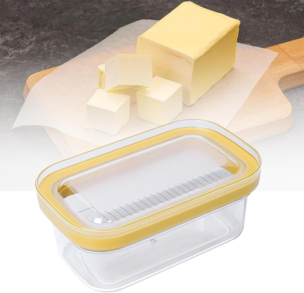 Portable Butter Cheese Box Transparent Butter storage Container Refrigerator Fresh Keeping Silicone Lid Butter Dish for Storage