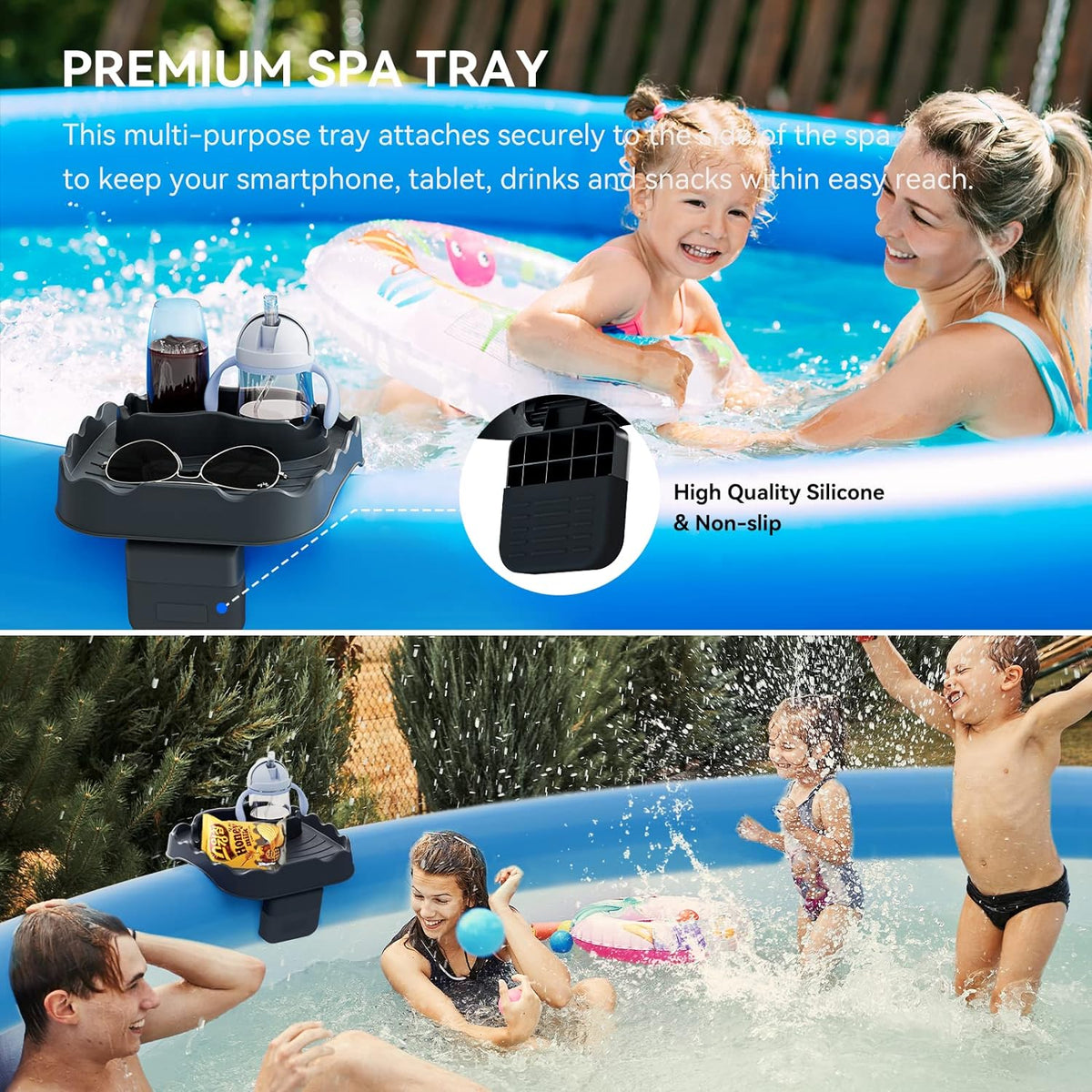 Inflatable Pool Cup Holder Adjustable Non-Slip Hot Tub Tray