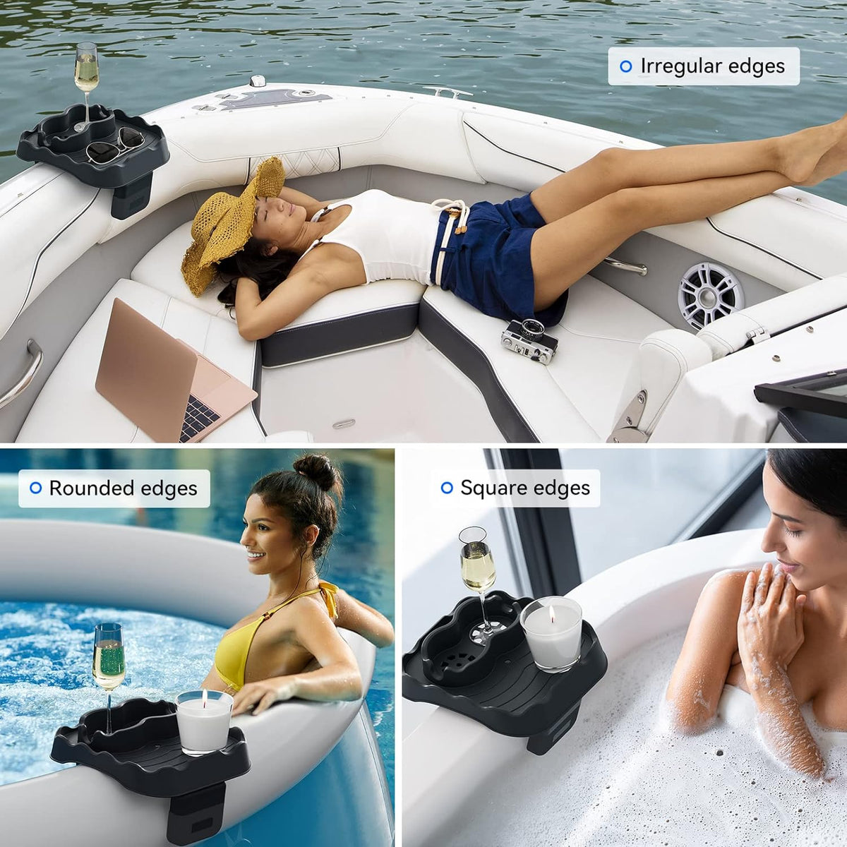 Inflatable Pool Cup Holder Adjustable Non-Slip Hot Tub Tray