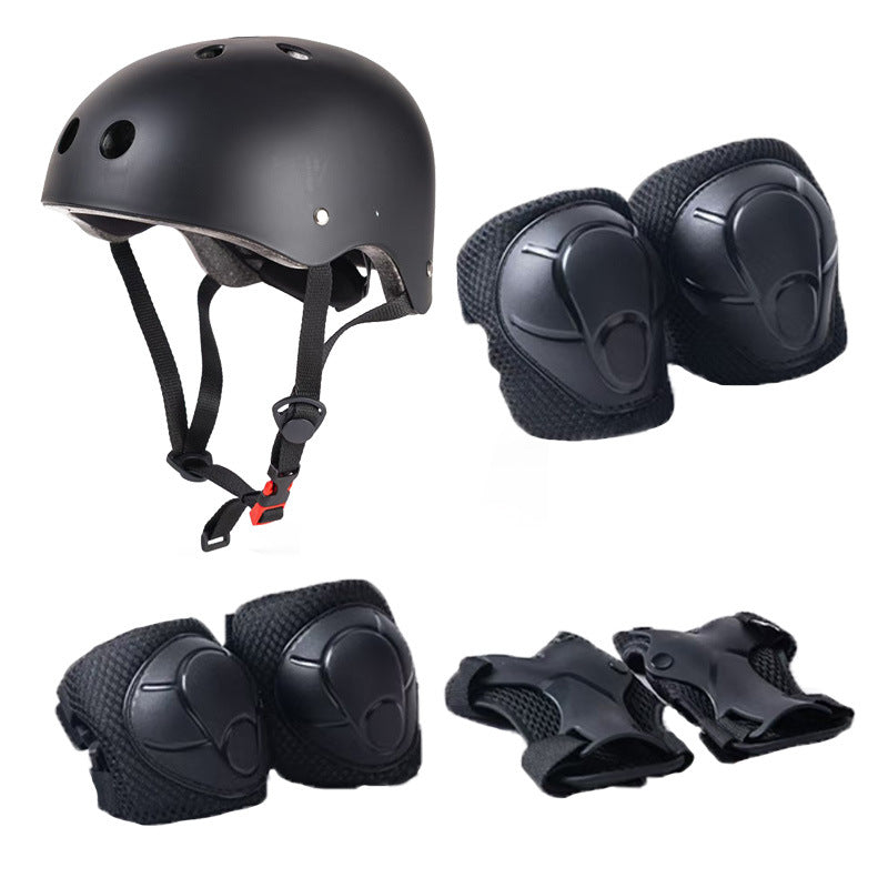 Helmet set for children’s cycling, skateboarding, and roller skating; includes knee pads and adjustable protective gear—suitable for children aged 3–14.