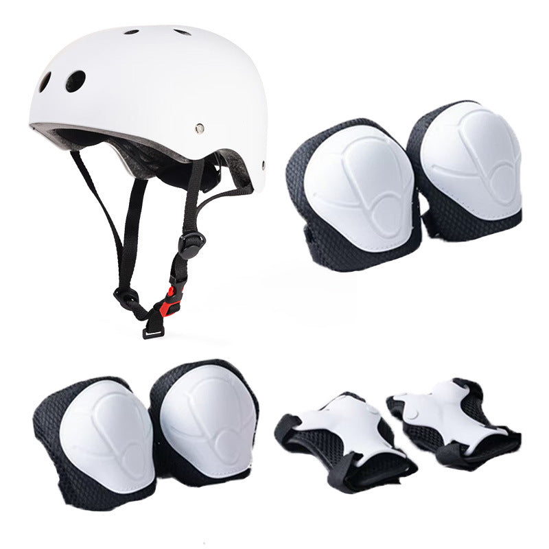 Helmet set for children’s cycling, skateboarding, and roller skating; includes knee pads and adjustable protective gear—suitable for children aged 3–14.