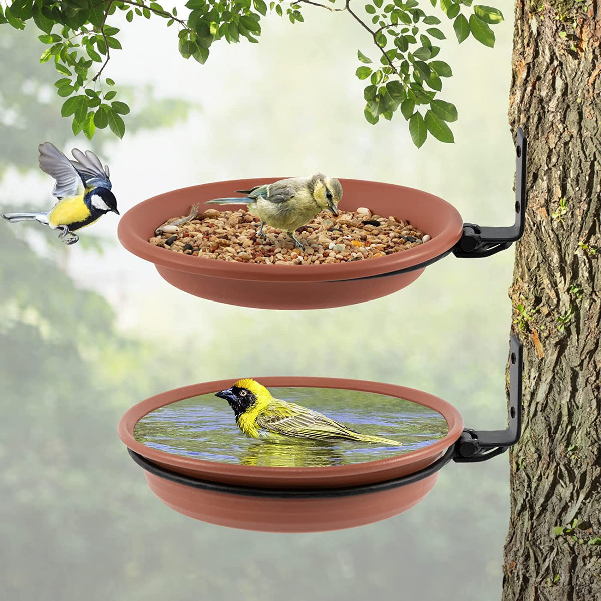 Creative Hanging Bird Feeder with Double Trays – Outdoor Garden Decoration