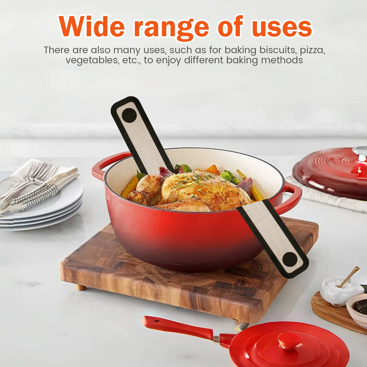Silicone Bread Sling Non-Stick Silicone Baking Mat Sling Heat Resistant Silicone Dutch Oven Liner with Long Handle
