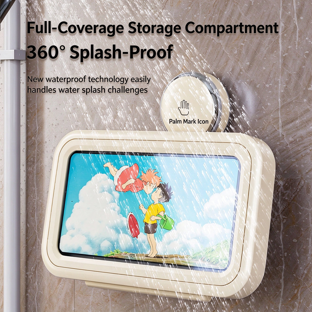 Waterproof Suction-Cup Phone Holder for Bathrooms – Touch-Compatible, High-Definition, Drill-Free Mount for Watching Shows While Showering