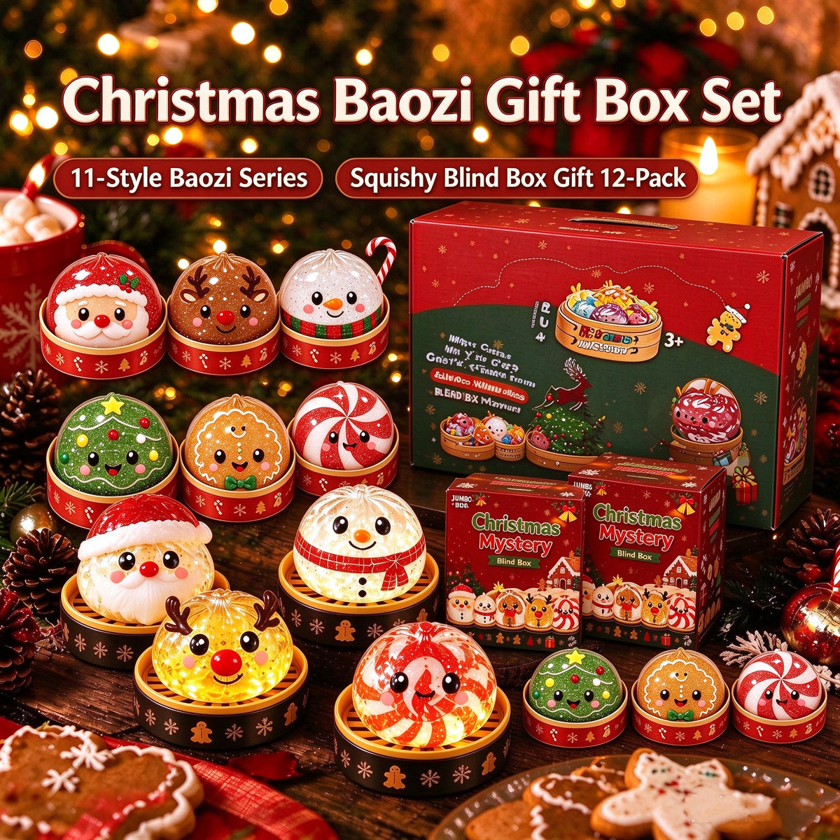 Squishy Stress-Relief Toy – Adorable Steamed Bun Design, Perfect for Christmas Gifts, Slow-Rising, Gift-Boxed
