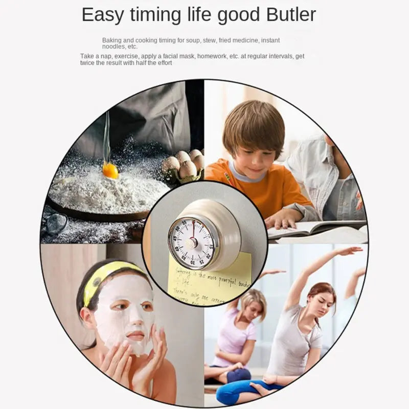 Kitchen timer mechanical timer reminder round time alarm clock countdown magnetic visualization