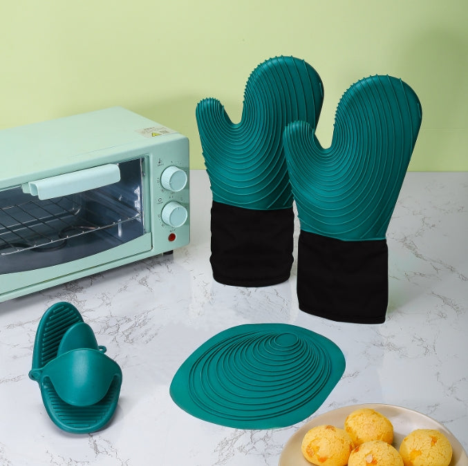 Silicone heat insulation gloves, microwave anti-scalding gloves, kitchen high temperature resistant gloves, thickened microwave baking gloves