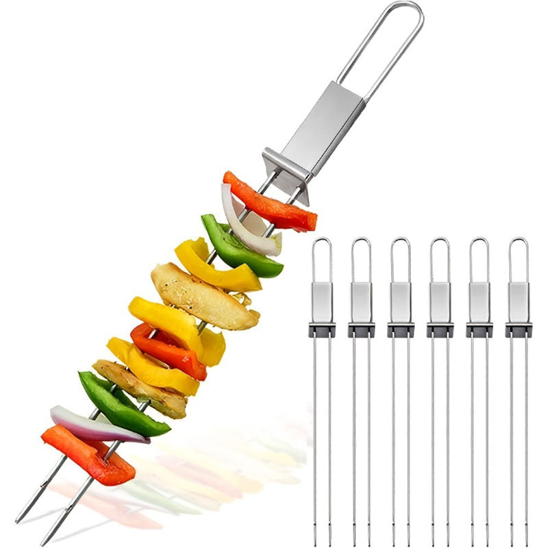 BBQ barbecue fork outdoor portable barbecue fork skewers barbecue needle barbecue fork stainless steel barbecue skewers