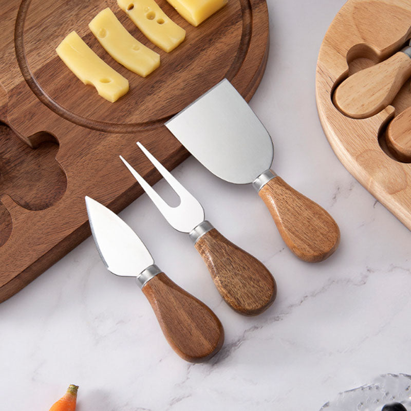 Cheese Knife Cheese Knife Set Cross-Border Cheese Board Acacia Wood Storage Set 4-piece Cheese Board Bread Board