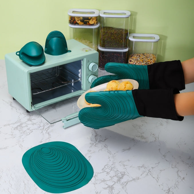 Silicone heat insulation gloves, microwave anti-scalding gloves, kitchen high temperature resistant gloves, thickened microwave baking gloves