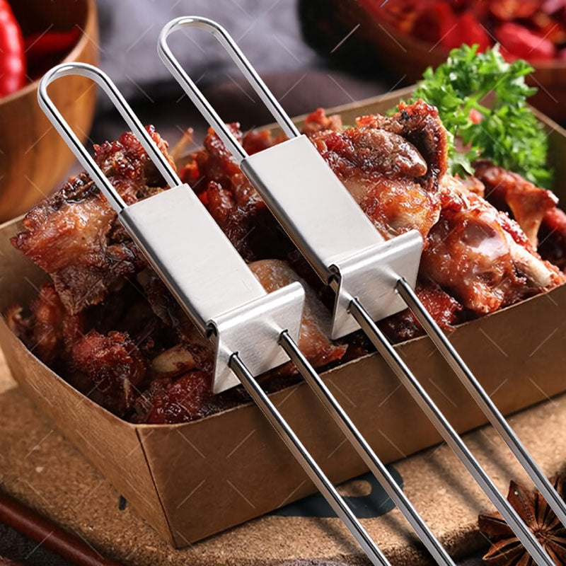 BBQ barbecue fork outdoor portable barbecue fork skewers barbecue needle barbecue fork stainless steel barbecue skewers