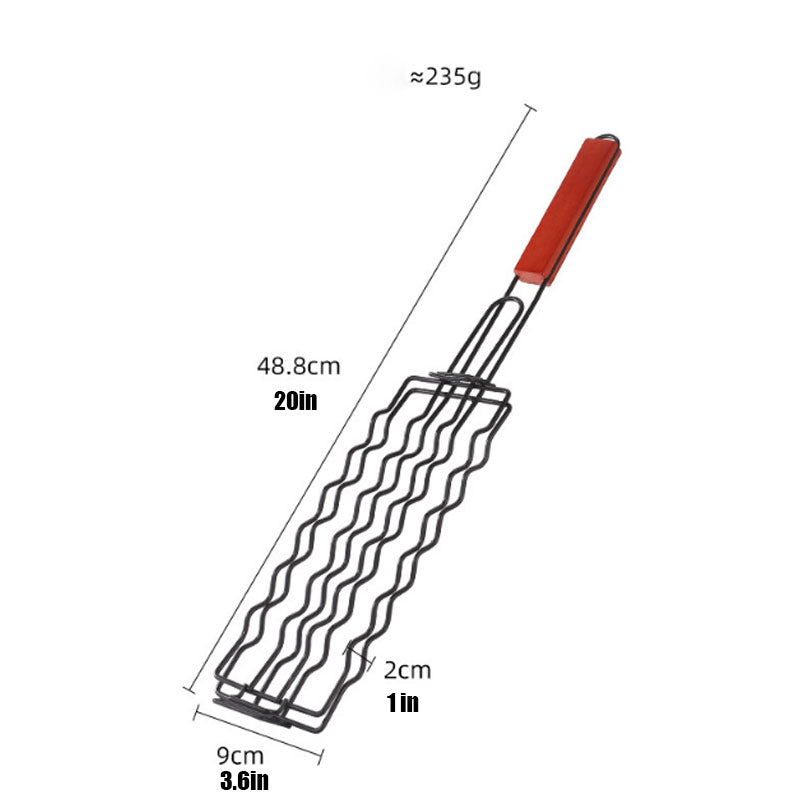 BBQ stainless steel hot dog grill sausage grill basket grilled fish clip non-stick ham sausage