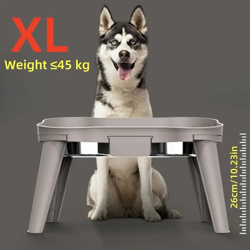 Elevated Pet Feeder with 2 Stainless Steel Bowls - Neck-Friendly, Detachable Design for Easy Cleaning - Ideal for Dogs & Cats