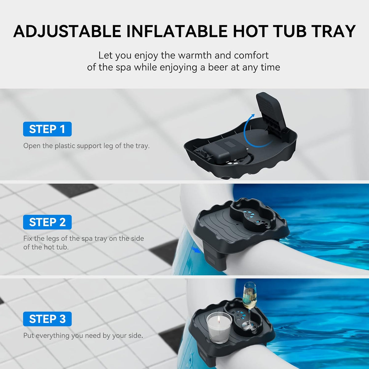 Inflatable Pool Cup Holder Adjustable Non-Slip Hot Tub Tray