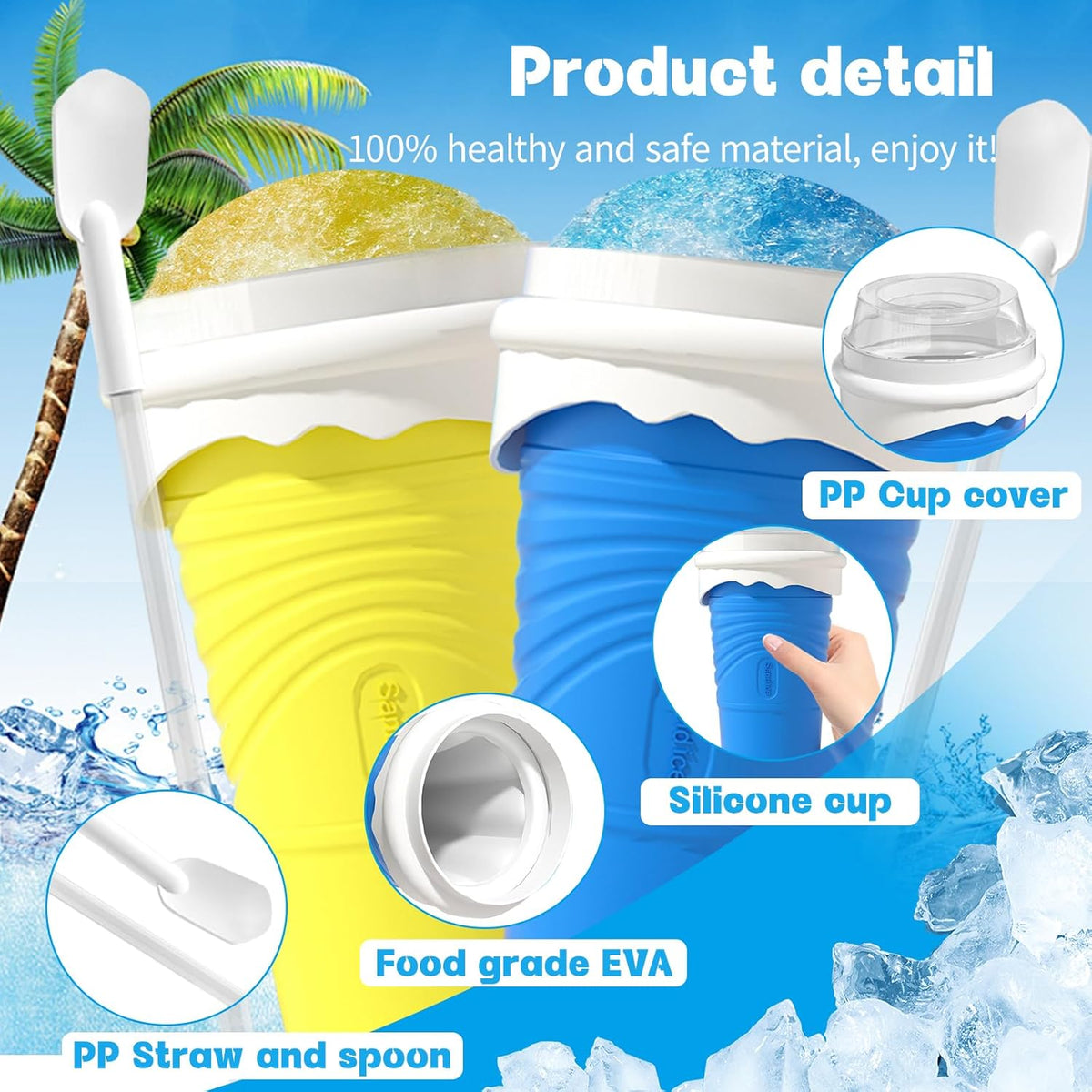 Homemade outdoor beverage smoothie cup silicone quick ice making refrigeration cup