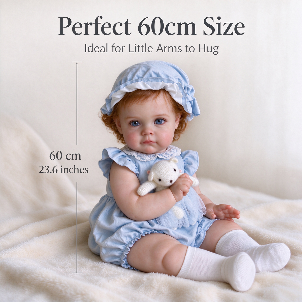 60cm Reborn Baby Doll – Lifelike, Hand-Painted in 3D