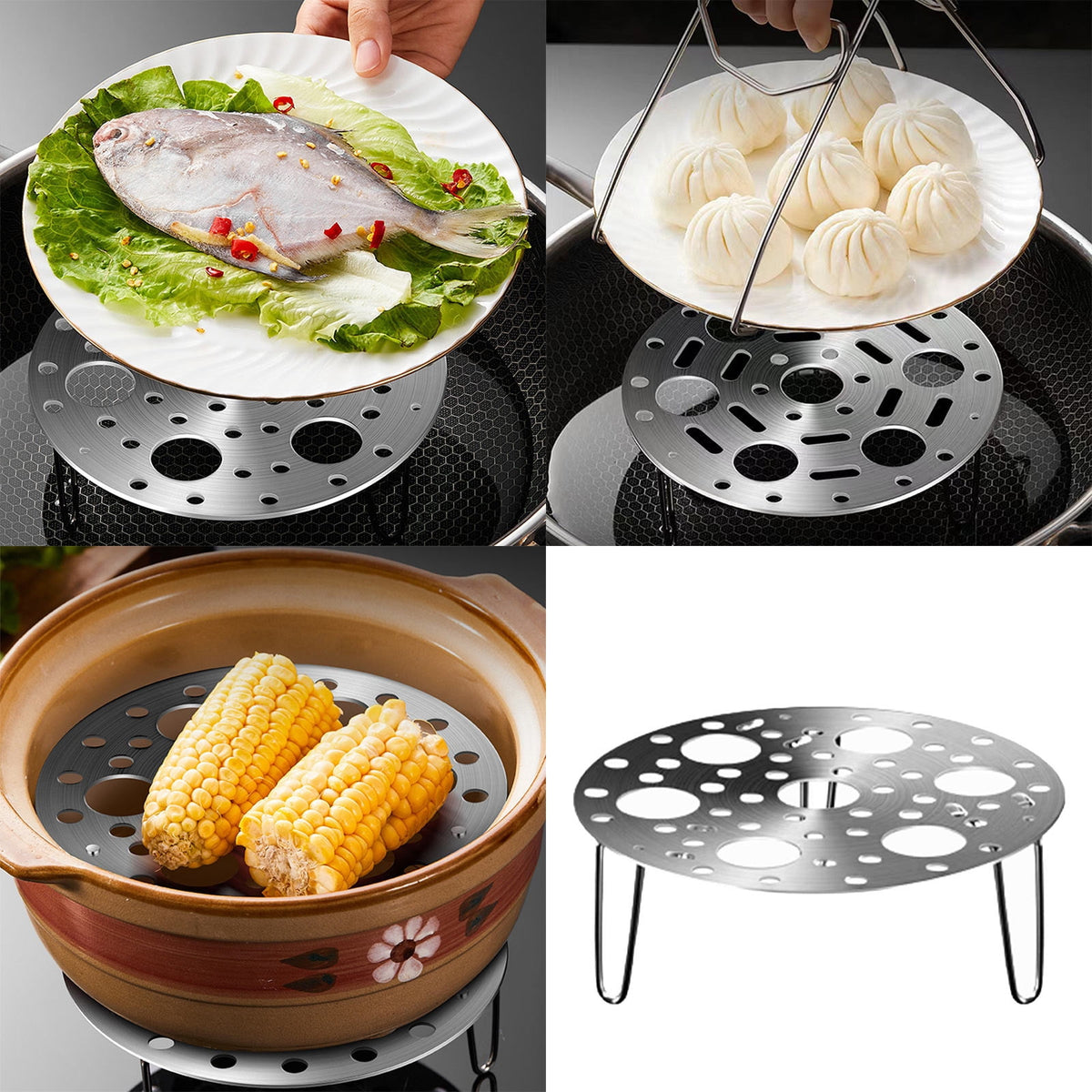 gg Steamer Rack Trivet,Stainless Steel Multipurpose Rack, Great for Lifting out Whatever Delicious Meats & Veggies You Cook