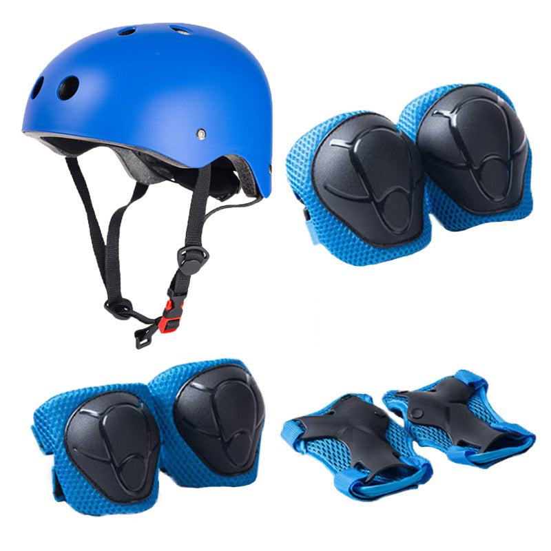 Helmet set for children’s cycling, skateboarding, and roller skating; includes knee pads and adjustable protective gear—suitable for children aged 3–14.