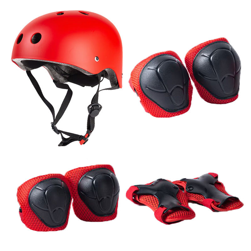 Helmet set for children’s cycling, skateboarding, and roller skating; includes knee pads and adjustable protective gear—suitable for children aged 3–14.