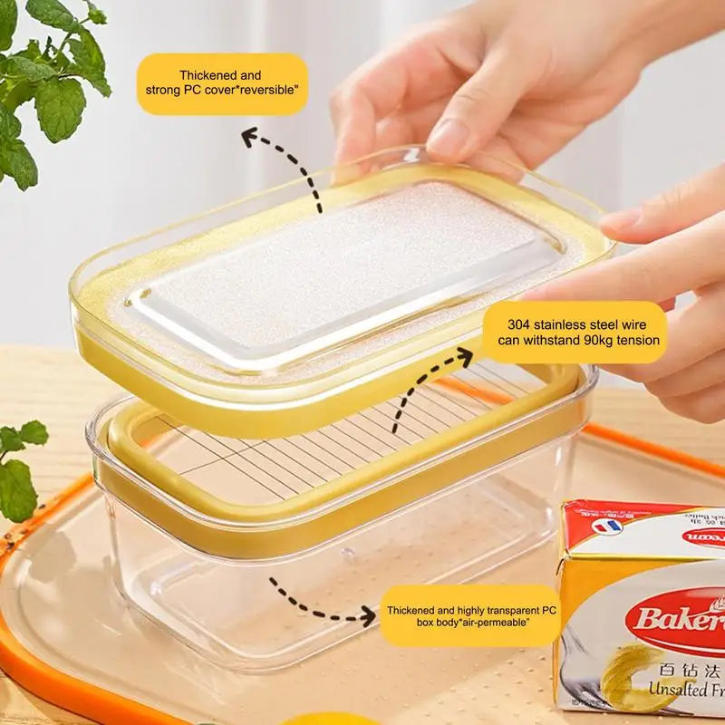 Portable Butter Cheese Box Transparent Butter storage Container Refrigerator Fresh Keeping Silicone Lid Butter Dish for Storage