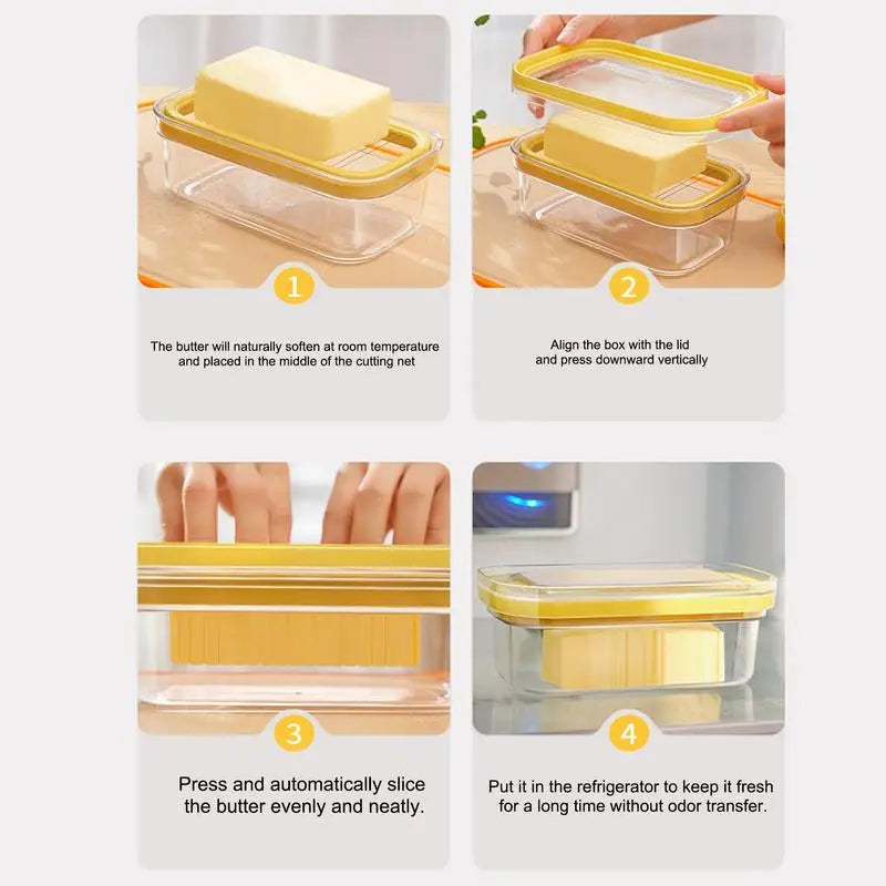 Portable Butter Cheese Box Transparent Butter storage Container Refrigerator Fresh Keeping Silicone Lid Butter Dish for Storage