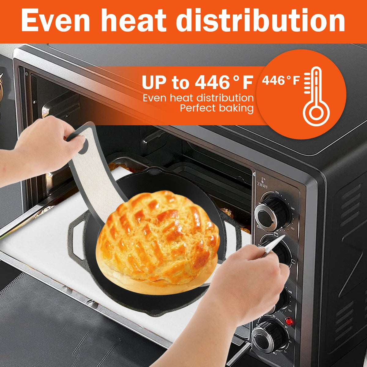 Silicone Bread Sling Non-Stick Silicone Baking Mat Sling Heat Resistant Silicone Dutch Oven Liner with Long Handle