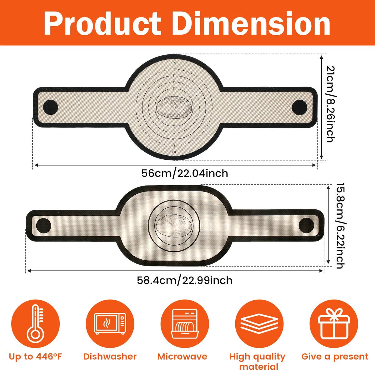 Silicone Bread Sling Non-Stick Silicone Baking Mat Sling Heat Resistant Silicone Dutch Oven Liner with Long Handle