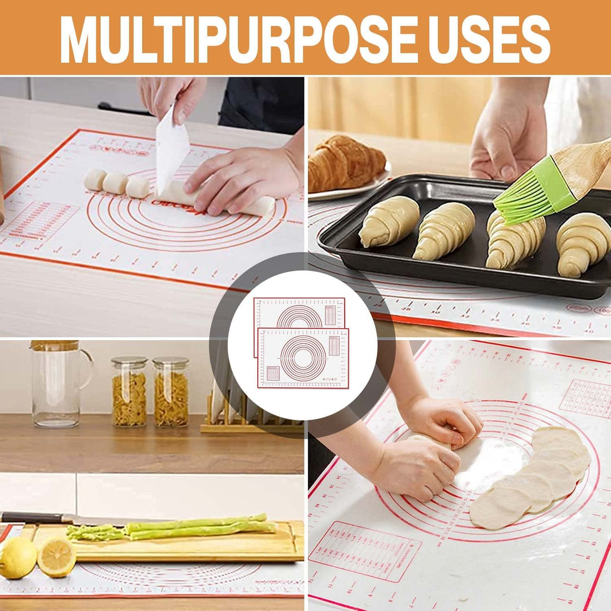 Household kneading mat, high temperature resistant chopping board, easy to clean, non-stick silicone gasket, silicone kneading gasket
