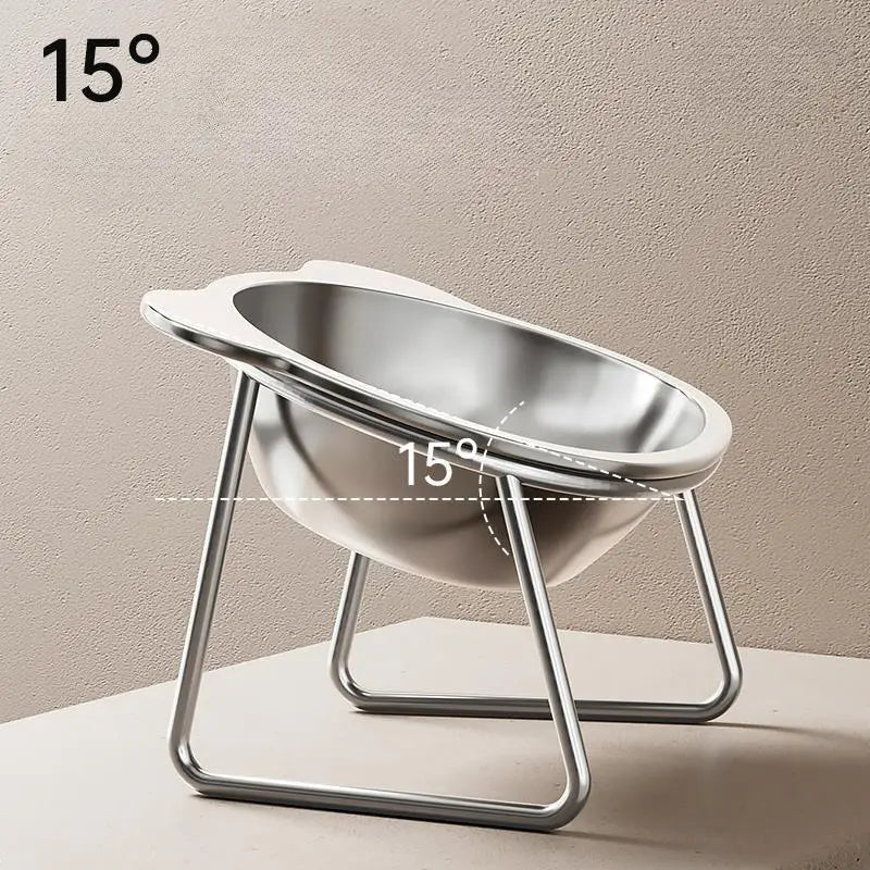 Pet Stainless Steel Neck Protector Slope Mouth High Platform Bowl Stainless Steel Bear Shape Dog Bowl Cat Bow