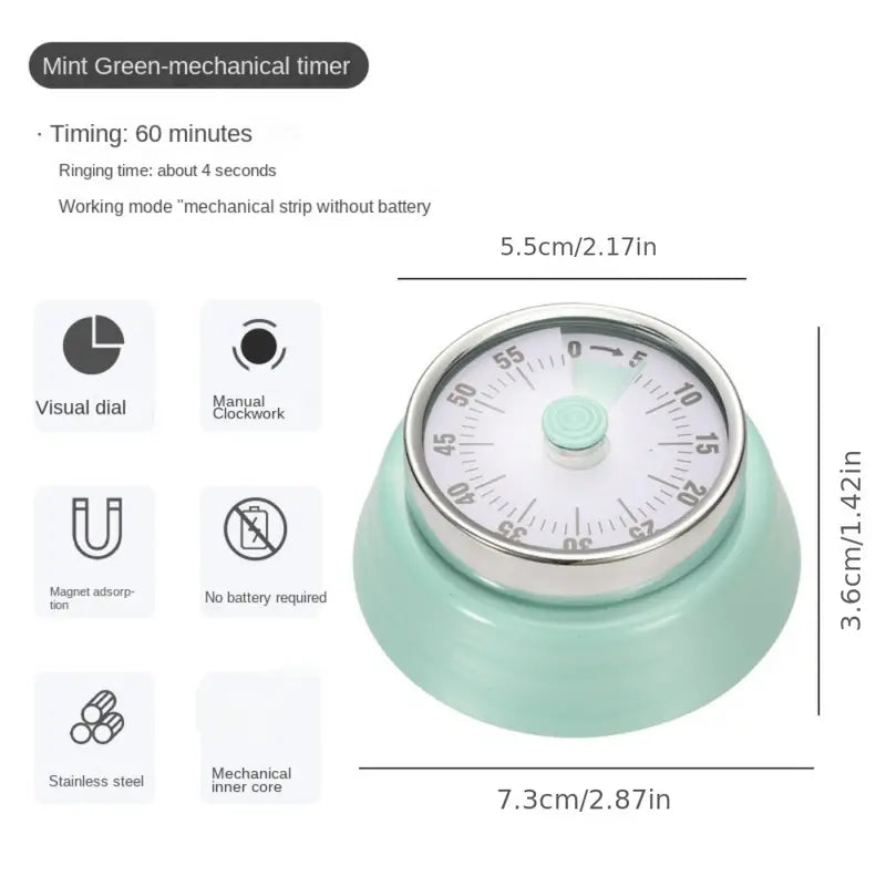 Kitchen timer mechanical timer reminder round time alarm clock countdown magnetic visualization