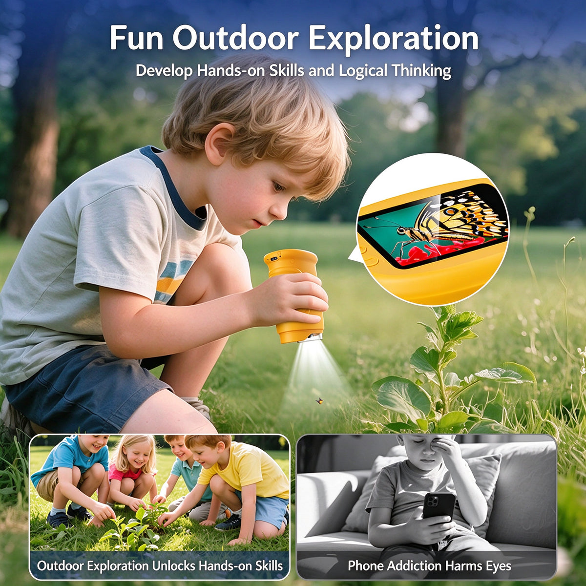 1000X Digital Handheld Microscope for Kids Portable Outdoor Toys & Gifts
